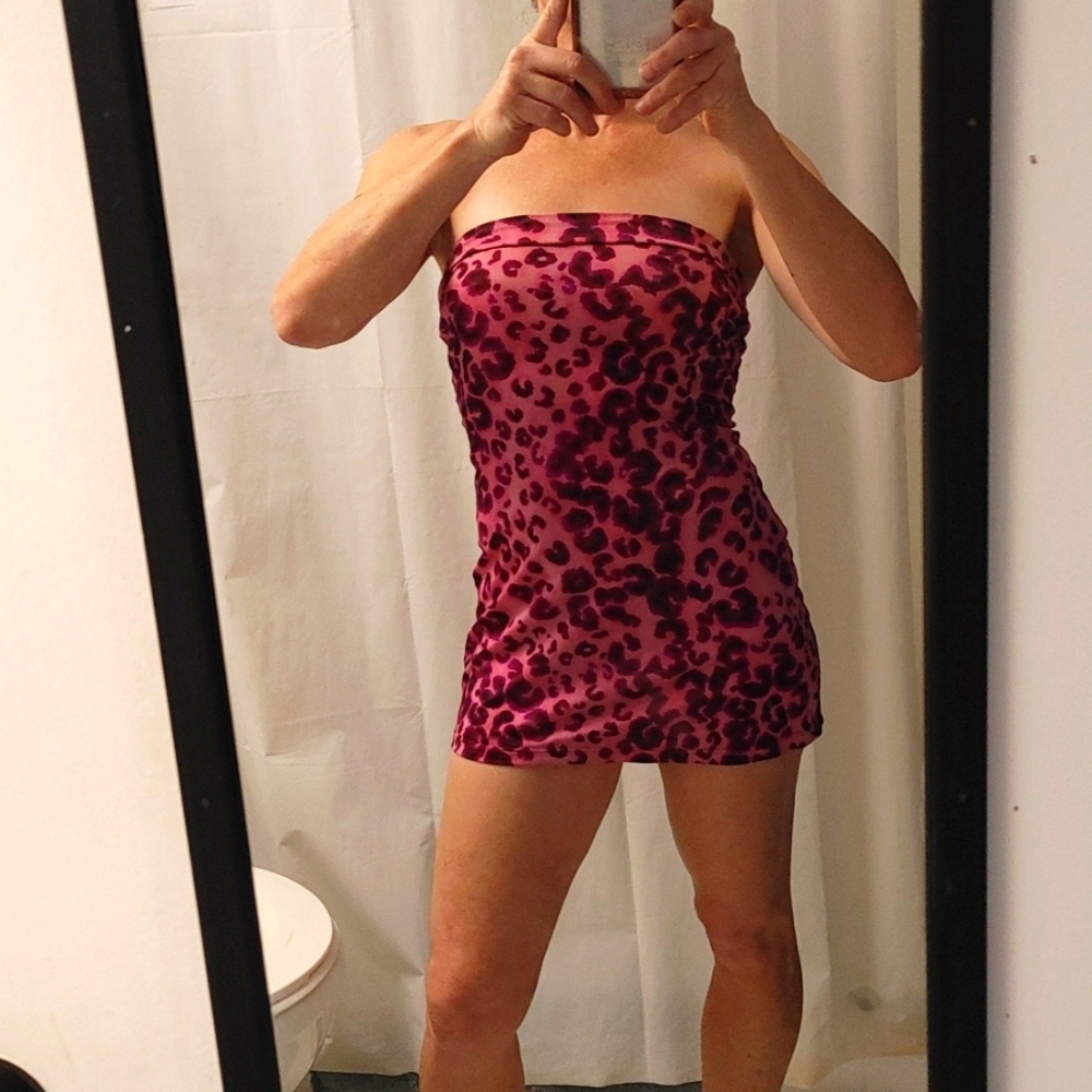 Pink animal print tube dress
